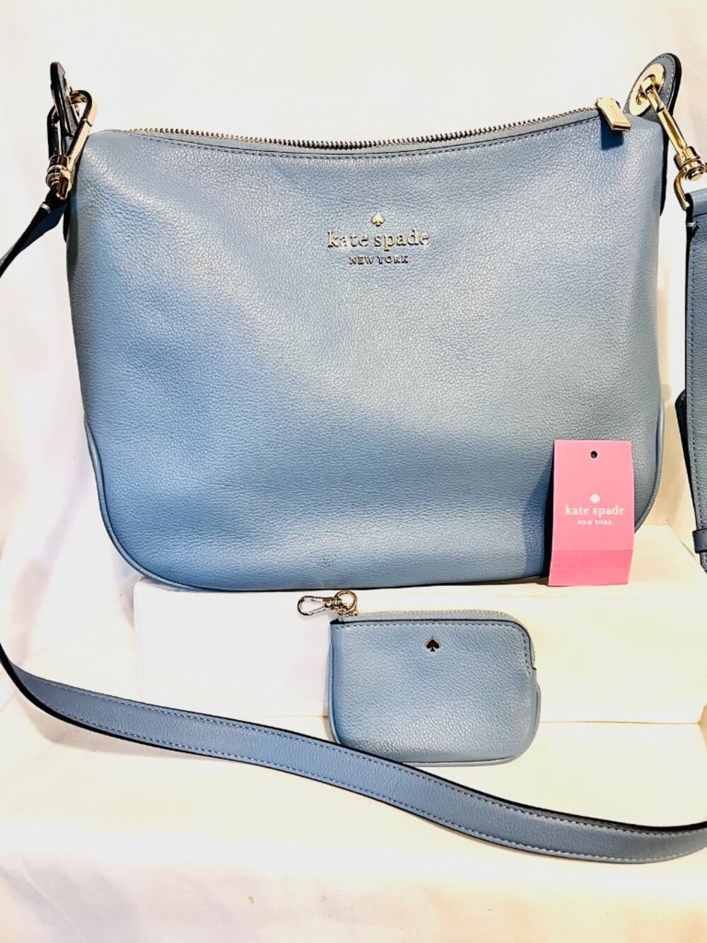 Kate Spade-NWT-Pebbled Leather Dusty Blue Rosie Crossbody/Shoulder Bag (K5807)